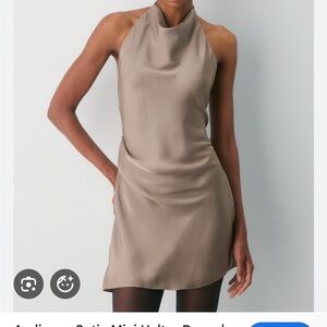NWT Aritzia Audience Satin Dress in size 2. Color Turner Taupe